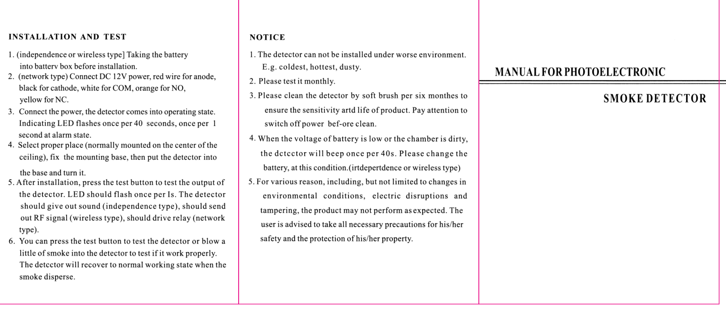 Vital Smoke Detector Owner's Manual page 2